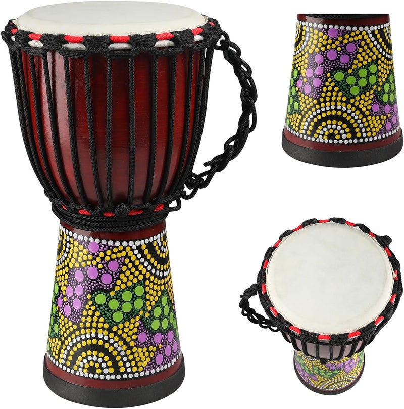 GOGHOST Wood Djembe Drum, 8.5'' x 16''Carved Mahogany African Drums with Goatskin Drumhead, West African Styled Professional Djembe Hand Drum for Adults Beginners - Image 1